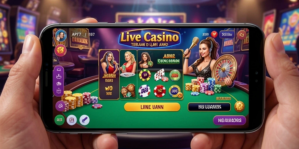 Tampilan gameplay Live Casino yang mendebarkan di API77.