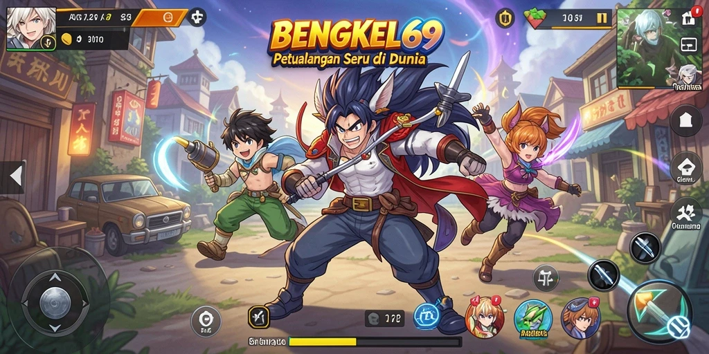Tampilan menarik dari gameplay BENGKEL69 dengan karakter Anime.