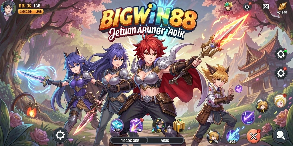 Tampilan gameplay menakjubkan dengan aksi karakter Anime.