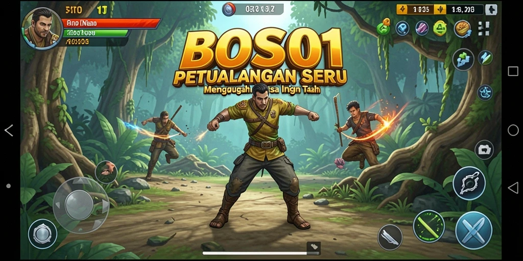 Screenshot menampilkan aksi seru dalam game petualangan BOS01.