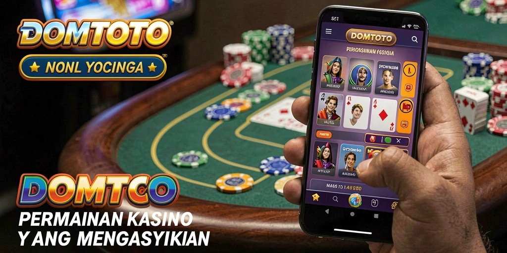 Screen utama DOMTOTO menampilkan permainan Kasino yang seru dan interaktif.