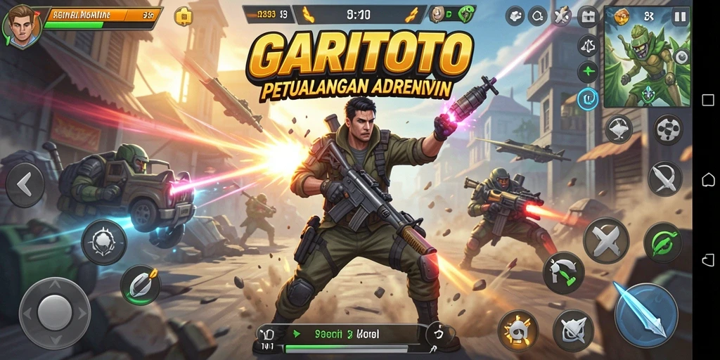 Tampilan gameplay GARITOTO yang seru dan mendebarkan di tengah pertempuran.