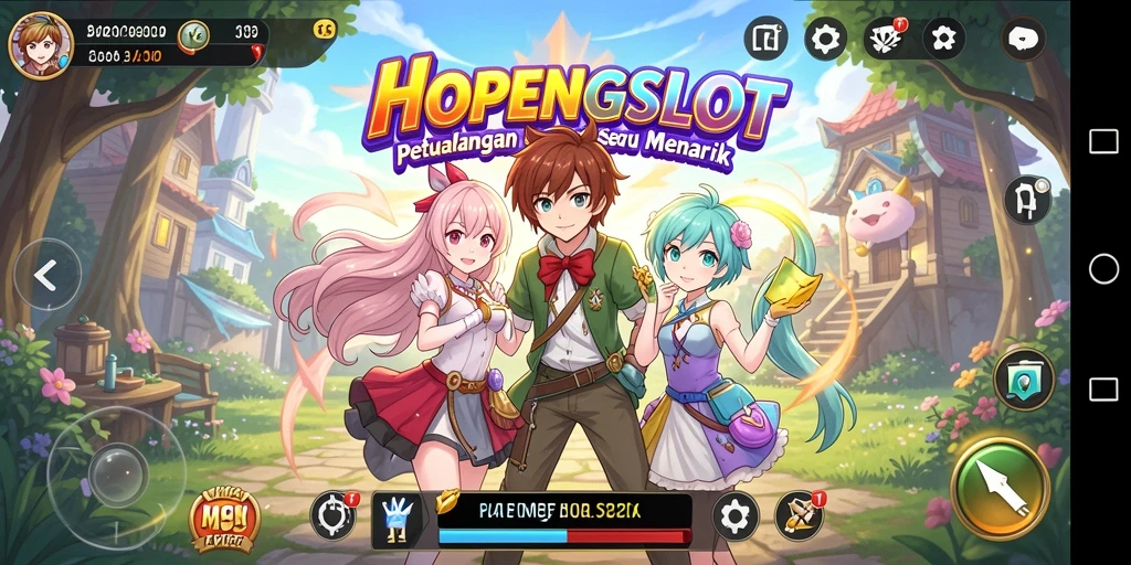 Tampilan gameplay HOPENGSLOT dengan karakter Anime yang menarik.