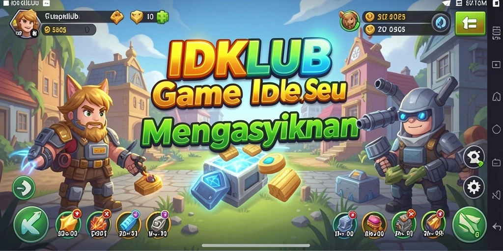Screenshot gameplay IDKLUB menampilkan aksi dan pembangunan dalam game Idle.