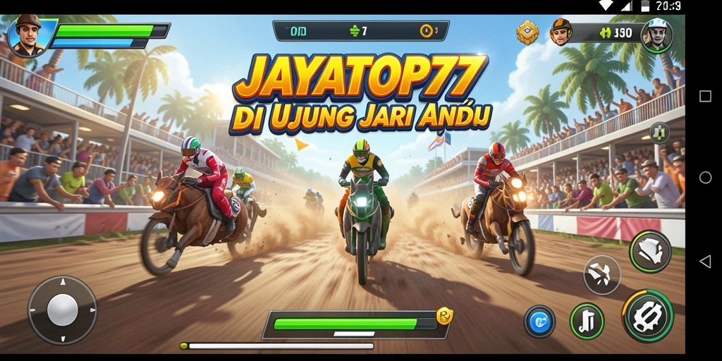 Tangkapan layar menampilkan momen balapan seru di JAYATOP77.
