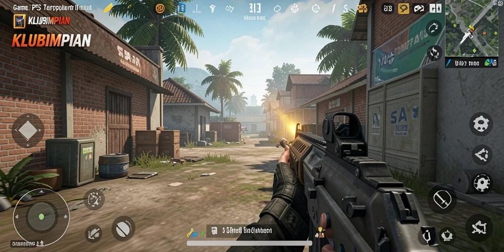 Gameplay KLUBIMPIAN yang mendebarkan dengan aksi menembak yang intens.