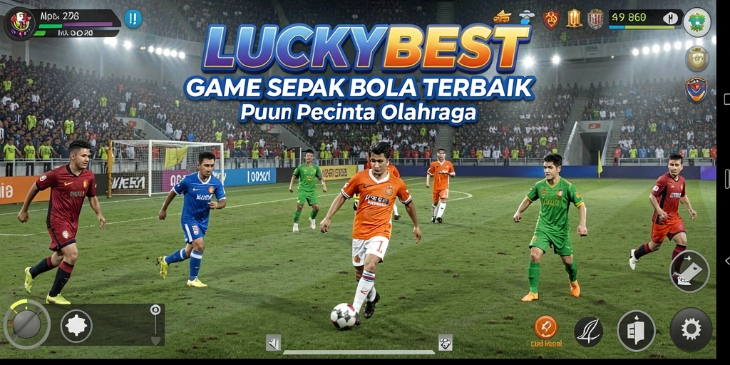 Tampilan gameplay menarik dalam LUCKYBEST dengan aksi sepak bola seru.