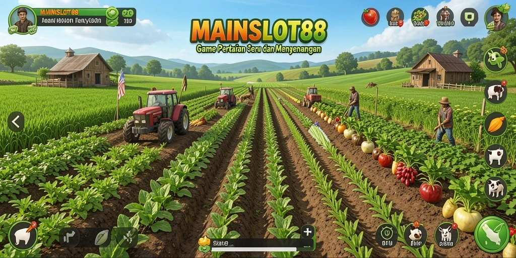 Tampilan gameplay menarik dari MAINSLOT88 dengan aksi bertani.