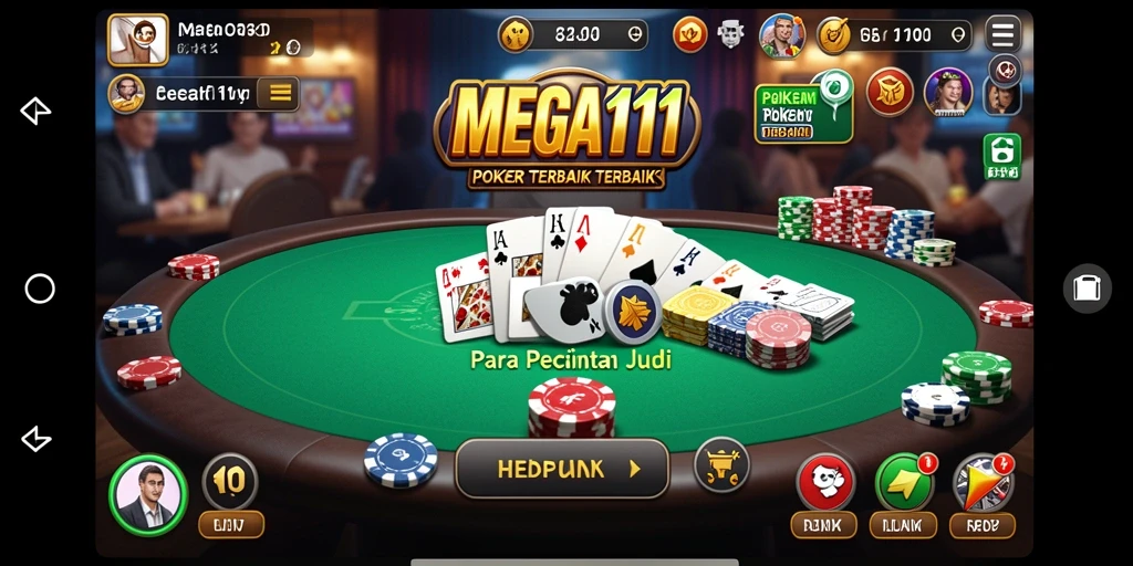 Tampilan gameplay MEGA111 yang mendebarkan dalam permainan Poker.