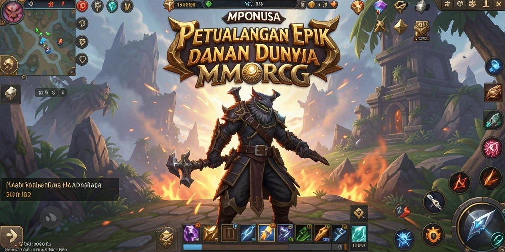 Screenshot utama MPONUSA menampilkan aksi seru dalam pertarungan MMORPG.