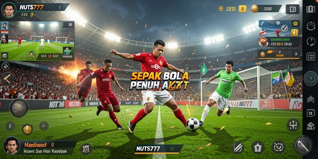 Tampilan gameplay sepak bola NUTS777 yang mendebarkan.