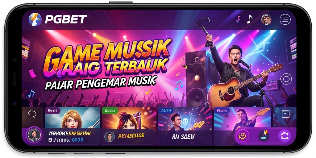 Screenshot utama PGBET menunjukkan gameplay seru dengan banyak pilihan lagu.