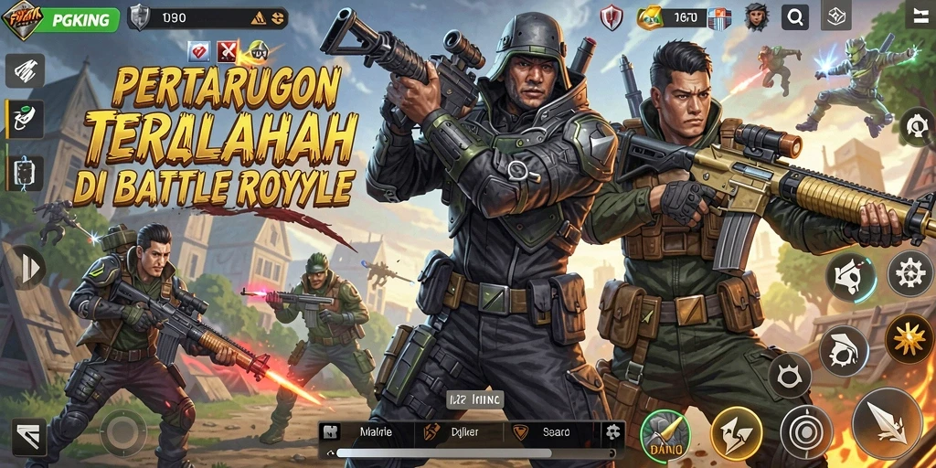 Gameplay mendebarkan PGKING dalam arena Battle Royale.