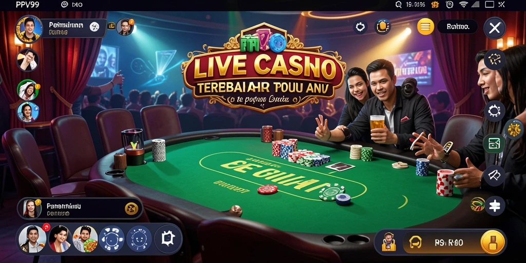 Screenshot gameplay PPV99 menampilkan dealer live dan interaksi pemain.