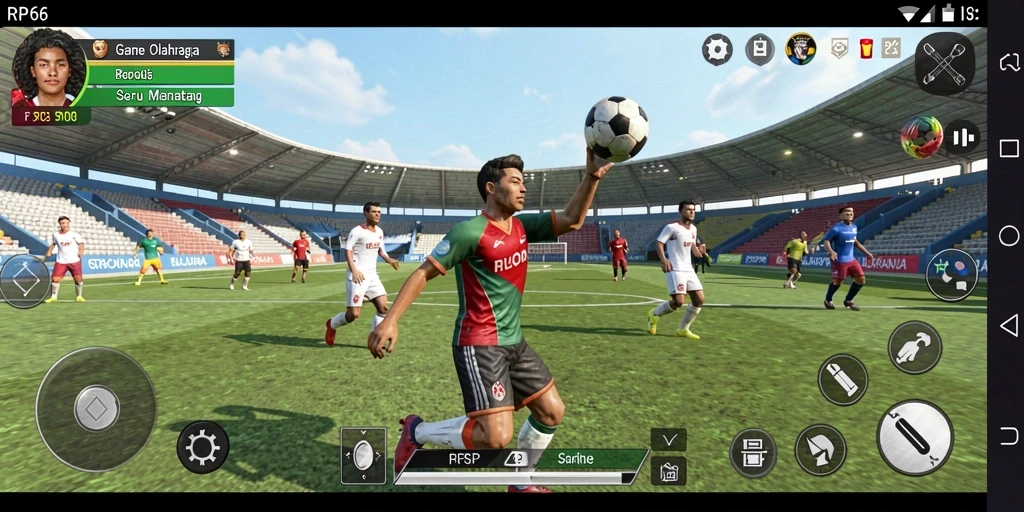 Screenshot utama menunjukkan aksi seru dalam gameplay olahraga.