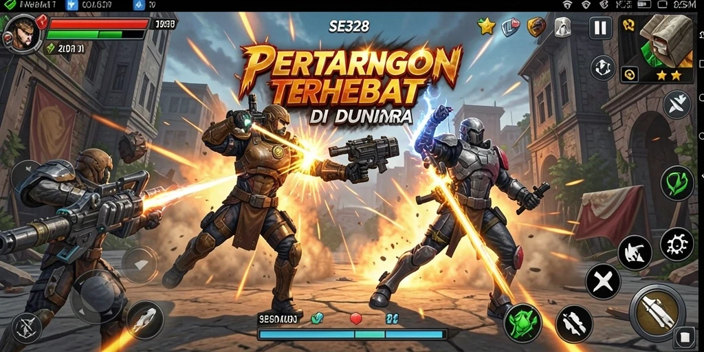 Tampilan dinamis dari gameplay pertarungan SE328 yang mengesankan.